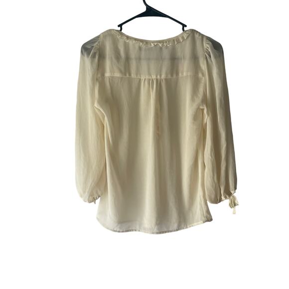 Zara Frf Collection Small Cream Ruffle‎ Coquette Semi Sheer Babydoll Top Cottage - Picture 7 of 9